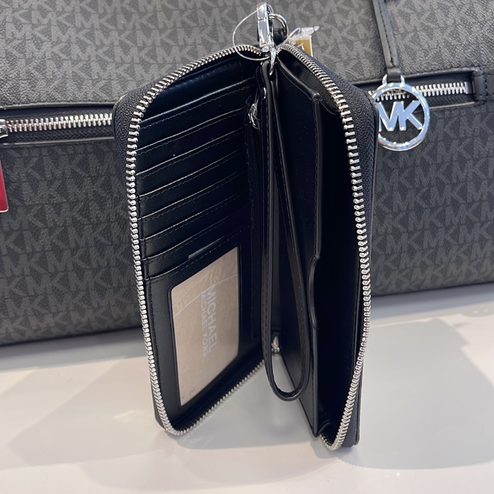 Michael Kors MK Signature Large Flat Multi-Function Phone Case Wallet Wristlet - Picture 13 of 16